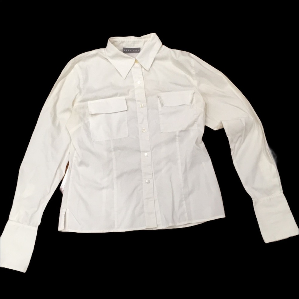 White Kate Hill long sleeve button down top